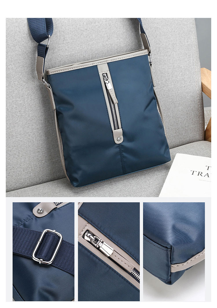 Whatnaショルダーバッグ メンズ メッセンジャーバッグ 頑丈 軽量 縦型 B5 10.5インチipad収納可 オックスフォード布 防水 耐磨耗 ビジネスバッグ 小さい 斜めがけ バッグ 男性用 紳士用 黒 ブルー 3006 6