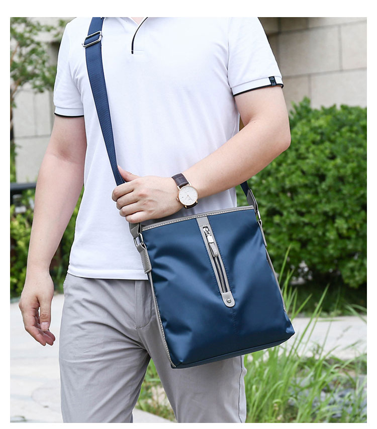 Whatnaショルダーバッグ メンズ メッセンジャーバッグ 頑丈 軽量 縦型 B5 10.5インチipad収納可 オックスフォード布 防水 耐磨耗 ビジネスバッグ 小さい 斜めがけ バッグ 男性用 紳士用 黒 ブルー 3006 7