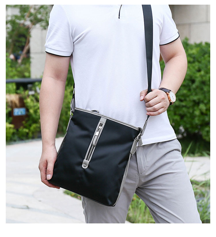 Whatnaショルダーバッグ メンズ メッセンジャーバッグ 頑丈 軽量 縦型 B5 10.5インチipad収納可 オックスフォード布 防水 耐磨耗 ビジネスバッグ 小さい 斜めがけ バッグ 男性用 紳士用 黒 ブルー 3006 8