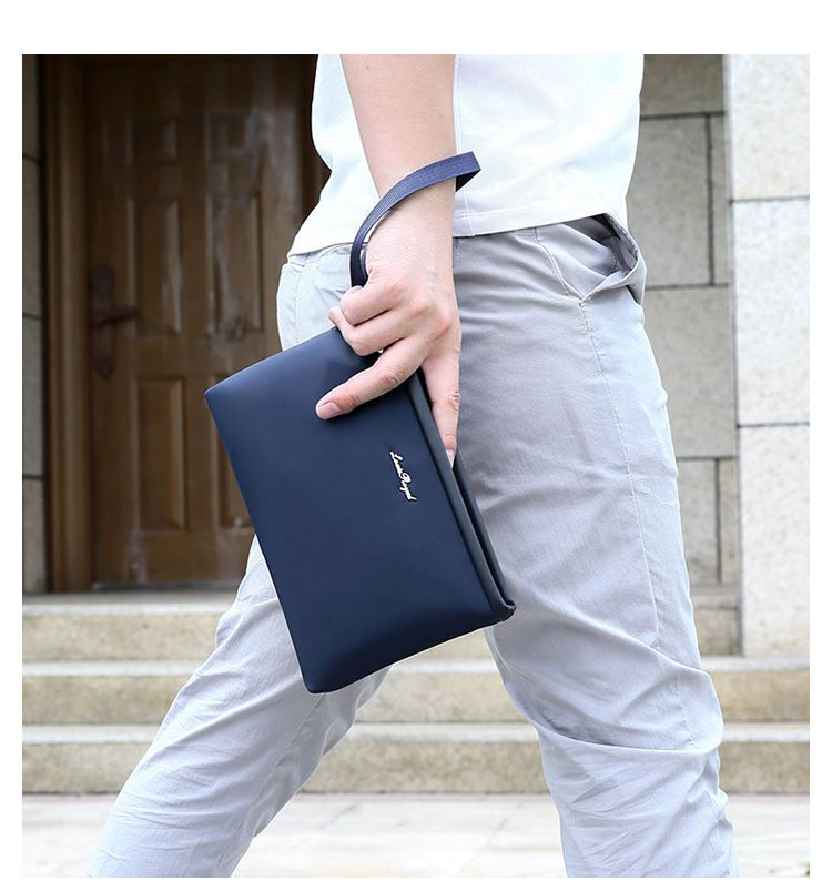 Whatna クラッチ  バッグ メンズ バッグ セカンドバッグ 小きめ ipadmini収納可 化粧かばん 手持ちバッグ 結婚式 バッグ 冠婚葬祭バッグ 男性用 紳士用 通勤用 黒 青(banzhe-1910) 9