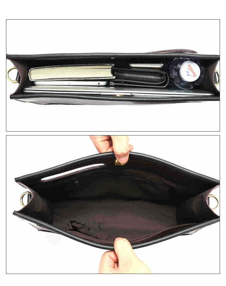 2WAY 革 セカンド バッグ メンズ バッグ [クラッチ ショルダー 肩掛け 結婚式 バッグ] B5 6枚カード収納13.3インチipadair収納可 手持ちバッグ ビジネス カジュアル フォーマル 冠婚葬祭 紳士用 男性用 黒（8827） 4