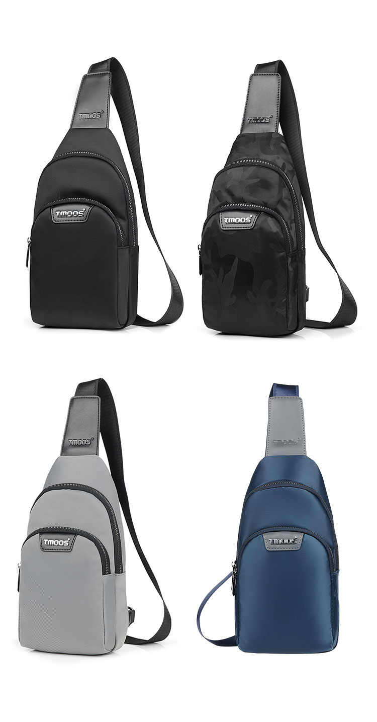 Whatna斜めがけ ボディバッグ ワンショルダー メンズ 本 革 厚手 レザー ポート付き 防水高密度オックスフォード 黑 青  S6092 0