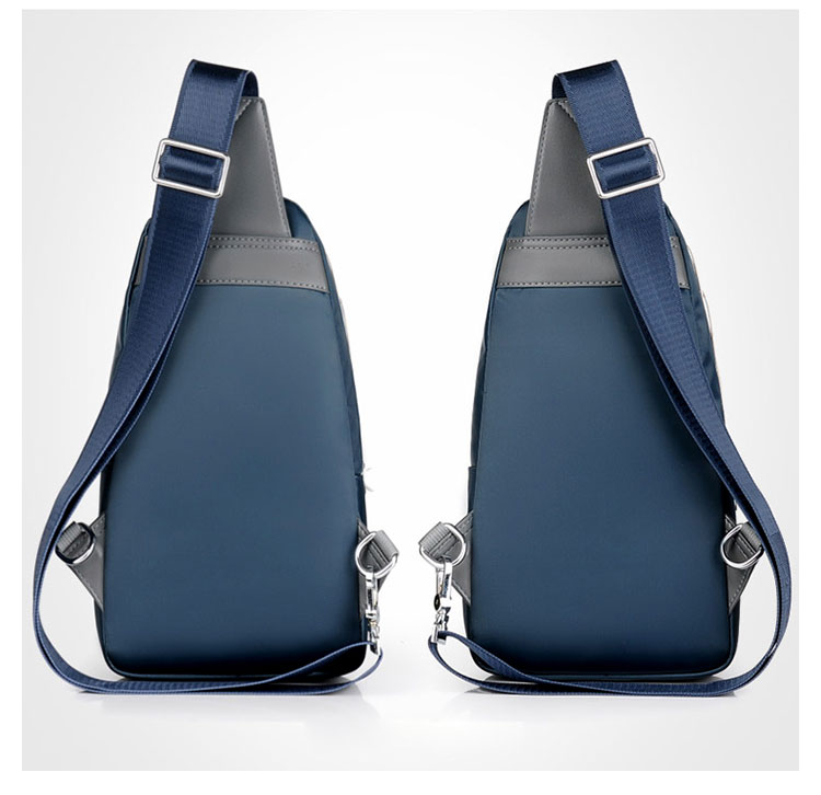 Whatna斜めがけ ボディバッグ ワンショルダー メンズ 本 革 厚手 レザー ポート付き 防水高密度オックスフォード 黑 青  80199 4