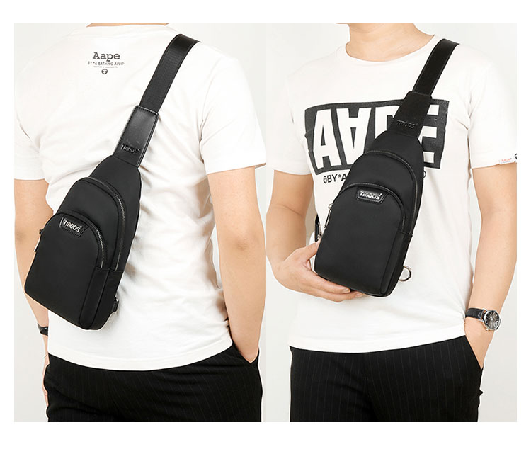 Whatna斜めがけ ボディバッグ ワンショルダー メンズ 本 革 厚手 レザー ポート付き 防水高密度オックスフォード 黑 青  S6092 10