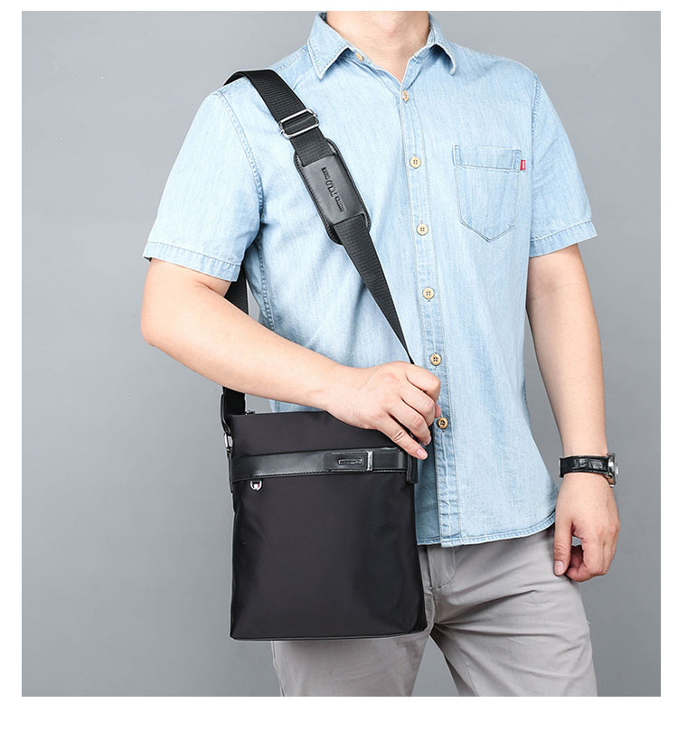 Whatnaショルダーバッグ メンズ メッセンジャーバッグ 頑丈 軽量 縦型 B5 10.5インチipad収納可 オックスフォード布 防水 耐磨耗 ビジネスバッグ 小さい 斜めがけ バッグ 男性用 紳士用 黒 ブルー  3001 6