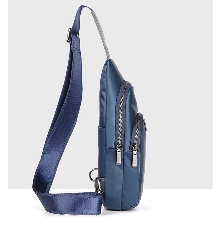 Whatna斜めがけ ボディバッグ ワンショルダー メンズ 本 革 厚手 レザー ポート付き 防水高密度オックスフォード 黑 青  S6092 2