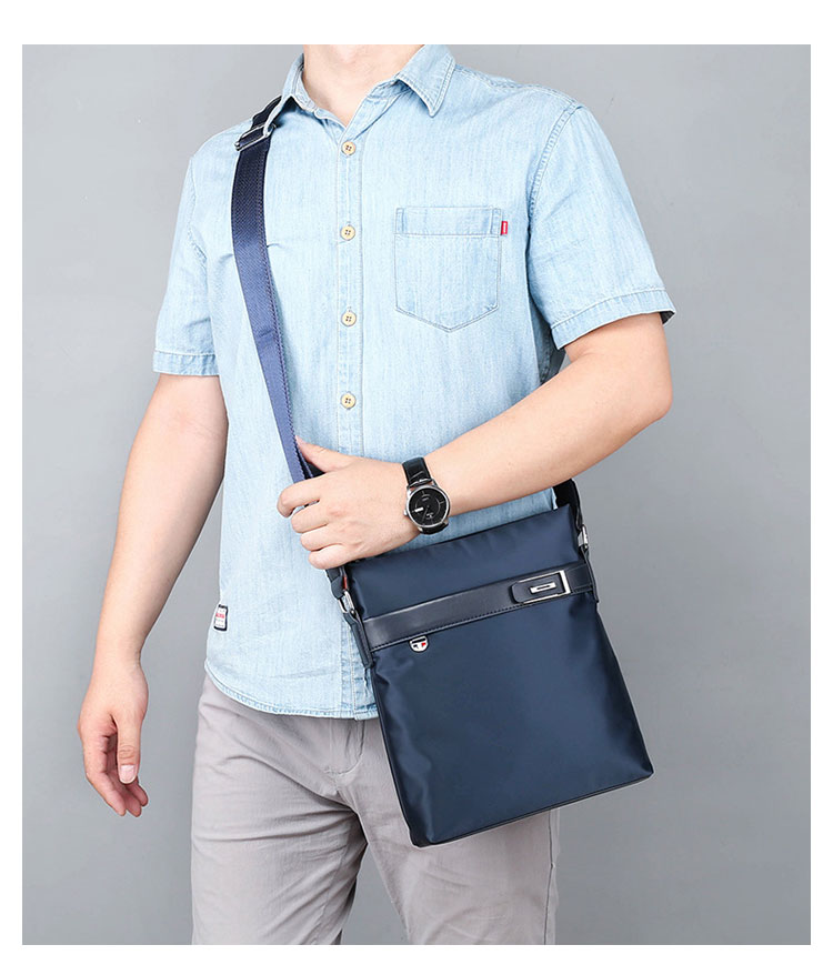 Whatnaショルダーバッグ メンズ メッセンジャーバッグ 頑丈 軽量 縦型 B5 10.5インチipad収納可 オックスフォード布 防水 耐磨耗 ビジネスバッグ 小さい 斜めがけ バッグ 男性用 紳士用 黒 ブルー  3001 5
