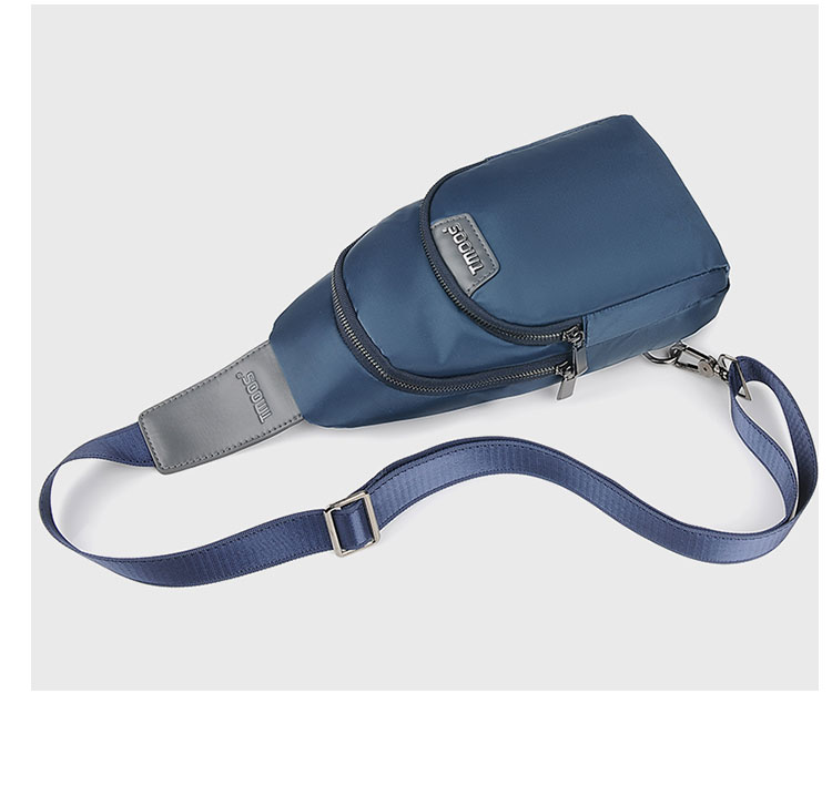 Whatna斜めがけ ボディバッグ ワンショルダー メンズ 本 革 厚手 レザー ポート付き 防水高密度オックスフォード 黑 青  S6092 4