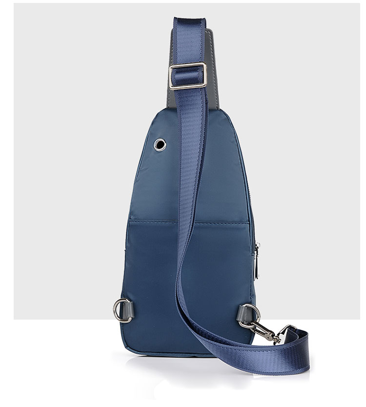 Whatna斜めがけ ボディバッグ ワンショルダー メンズ 本 革 厚手 レザー ポート付き 防水高密度オックスフォード 黑 青  S6092 3