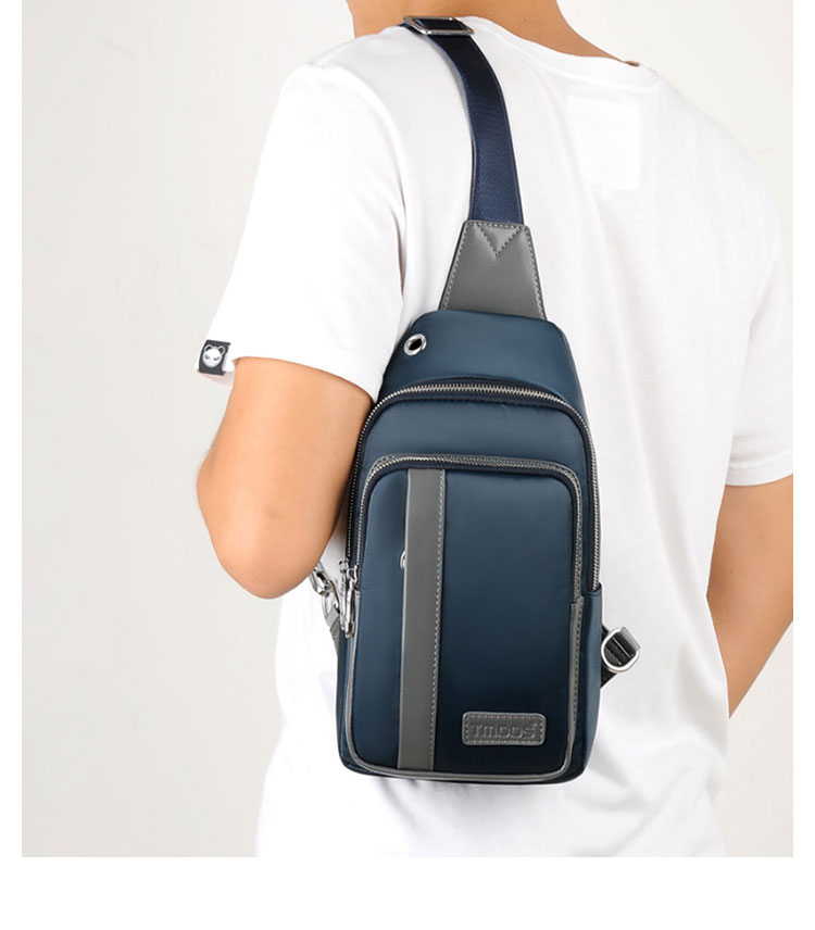 Whatna斜めがけ ボディバッグ ワンショルダー メンズ 本 革 厚手 レザー ポート付き 防水高密度オックスフォード 黑 青  80199 13