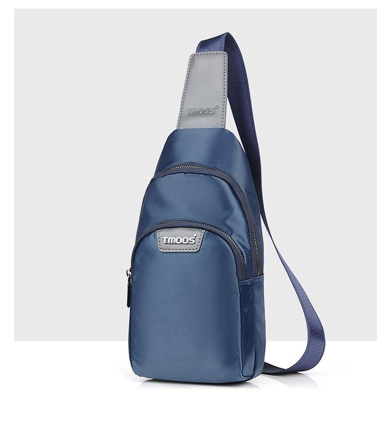 Whatna斜めがけ ボディバッグ ワンショルダー メンズ 本 革 厚手 レザー ポート付き 防水高密度オックスフォード 黑 青  S6092 1