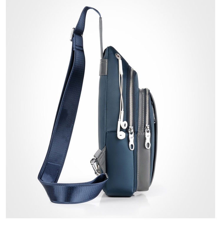 Whatna斜めがけ ボディバッグ ワンショルダー メンズ 本 革 厚手 レザー ポート付き 防水高密度オックスフォード 黑 青  80199 3