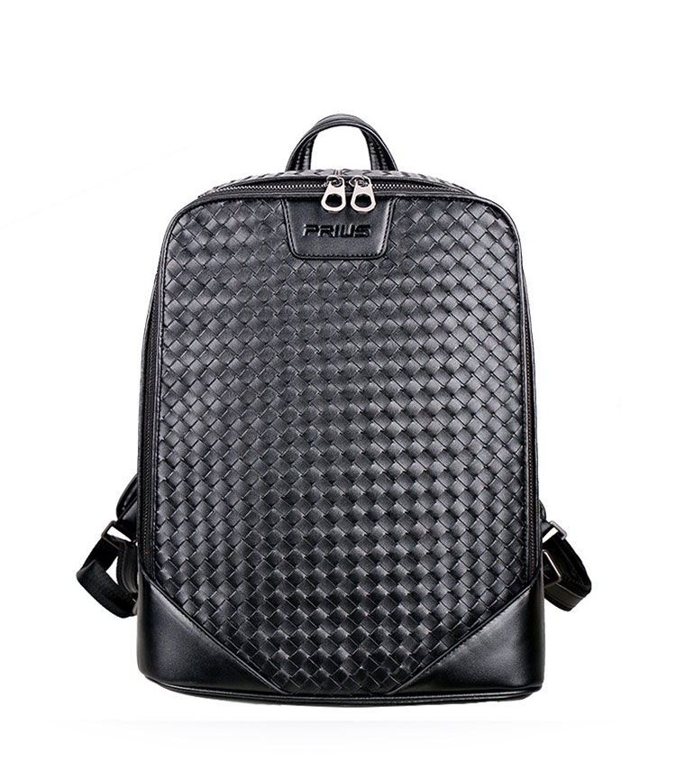 Whatna手作り編み込み 牛革ビジネスバッグメンズ バッグ 手提げ・リュックの2WAY厚手 本革レザー A4 15.6インチpc収納可 大容量 盗難防止 旅行 出張用 通勤 通学 就活 面接 バッグ かばん 男性用 ブラウン 黒(3882) 0