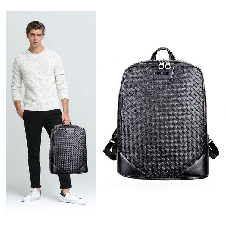 Whatna手作り編み込み 牛革ビジネスバッグメンズ バッグ 手提げ・リュックの2WAY厚手 本革レザー A4 15.6インチpc収納可 大容量 盗難防止 旅行 出張用 通勤 通学 就活 面接 バッグ かばん 男性用 ブラウン 黒(3882) 8