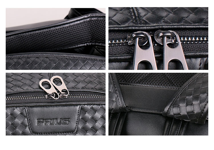 Whatna手作り編み込み 牛革ビジネスバッグメンズ バッグ 手提げ・リュックの2WAY厚手 本革レザー A4 15.6インチpc収納可 大容量 盗難防止 旅行 出張用 通勤 通学 就活 面接 バッグ かばん 男性用 ブラウン 黒(3882) 7