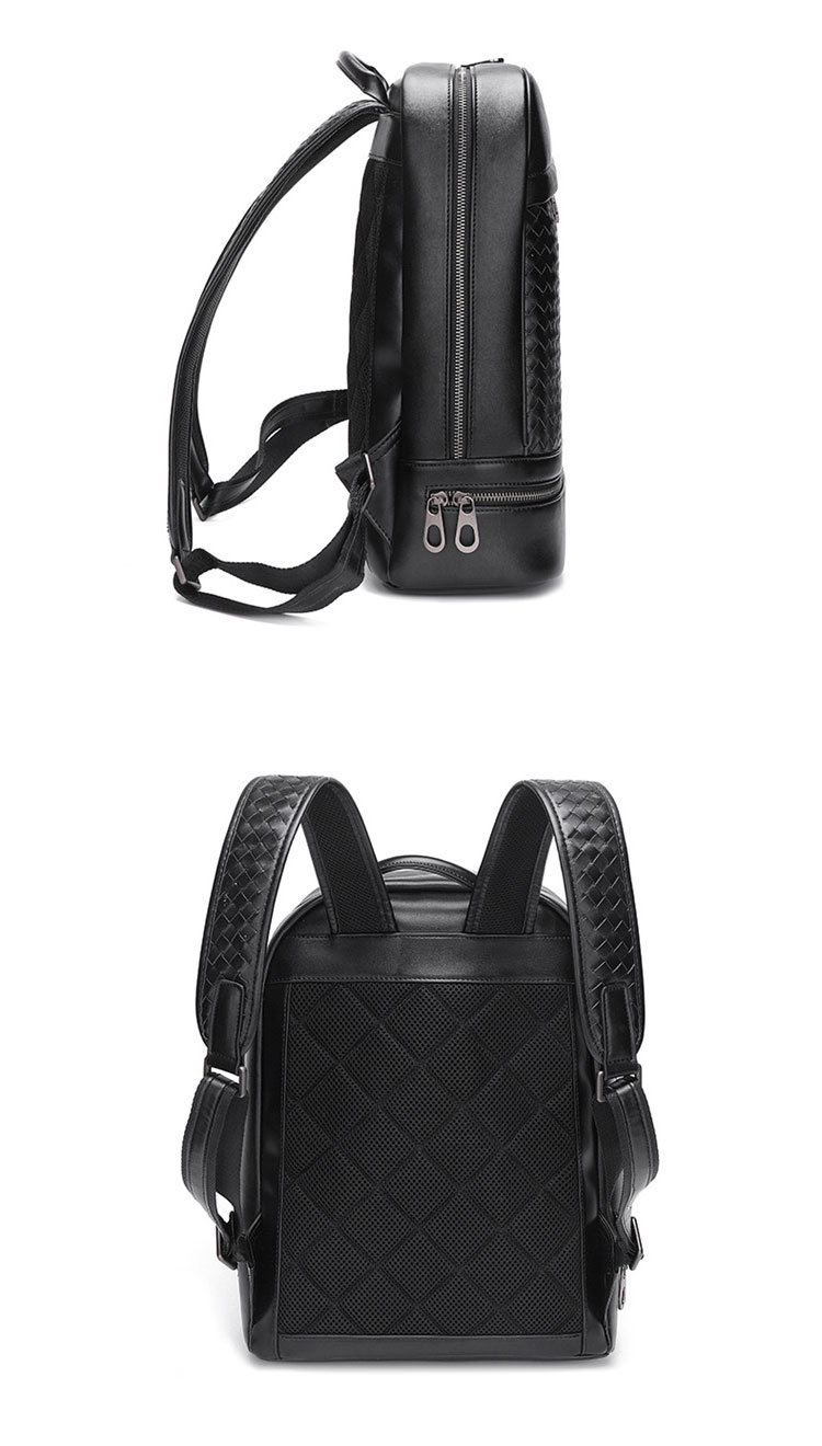 Whatna手作り編み込み 牛革ビジネスバッグメンズ バッグ 手提げ・リュックの2WAY厚手 本革レザー A4 15.6インチpc収納可 大容量 盗難防止 旅行 出張用 通勤 通学 就活 面接 バッグ かばん 男性用 ブラウン 黒（5389） 3