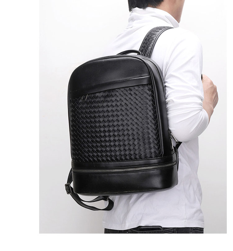 Whatna手作り編み込み 牛革ビジネスバッグメンズ バッグ 手提げ・リュックの2WAY厚手 本革レザー A4 15.6インチpc収納可 大容量 盗難防止 旅行 出張用 通勤 通学 就活 面接 バッグ かばん 男性用 ブラウン 黒（5389） 9