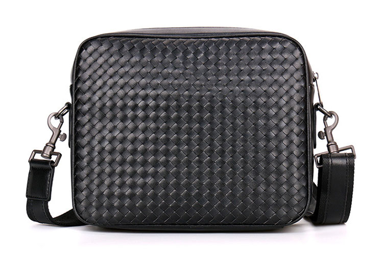 Whatna手作り編み込み 牛革 ショルダーバッグ メンズ メッセンジャーバッグ 横型 B5 10.5インチipad収納可 本 革 厚手 レザー ビジネスバッグ 小さい 斜めがけ バッグ 男性用 紳士用 黒 青(B#PR8960) 3