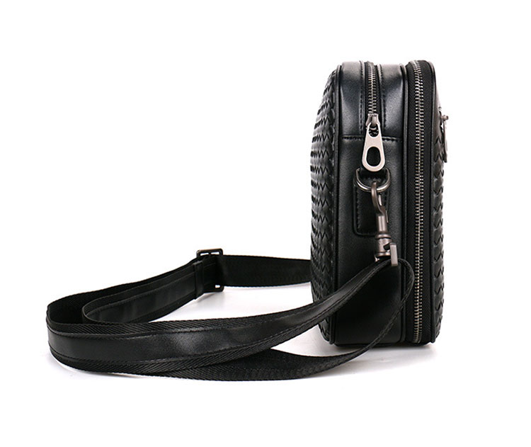 Whatna手作り編み込み 牛革 ショルダーバッグ メンズ メッセンジャーバッグ 横型 B5 10.5インチipad収納可 本 革 厚手 レザー ビジネスバッグ 小さい 斜めがけ バッグ 男性用 紳士用 黒 青(B#PR8960) 4