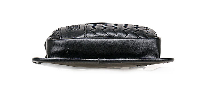 Whatna手作り編み込み 牛革 斜めがけ ボディバッグ ワンショルダー メンズ 本 革 厚手 レザー 黒 5005-1 4