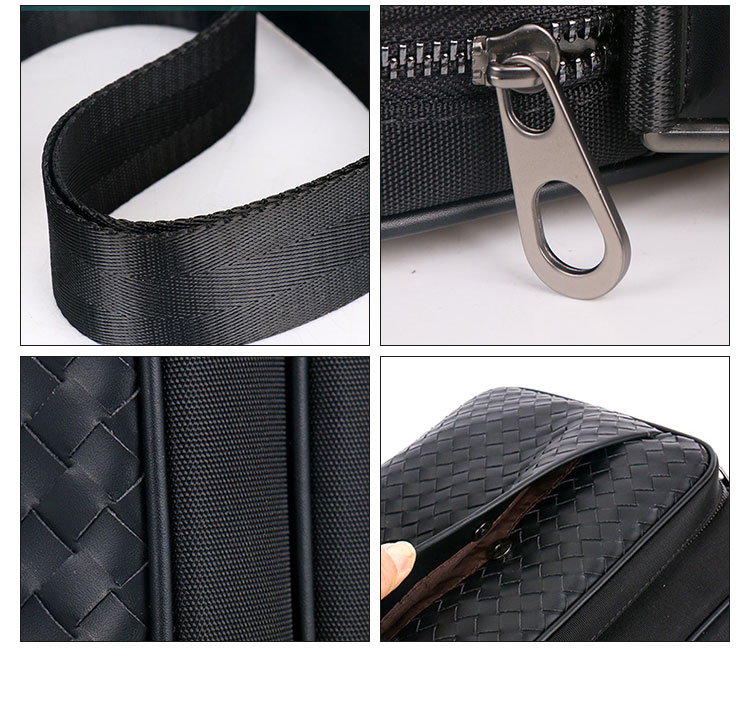 Whatna手作り編み込み 牛革 ショルダーバッグ メンズ メッセンジャーバッグ 横型 B5 9.7インチipad収納可 本 革 厚手 レザー ビジネスバッグ 小さい 斜めがけ バッグ 男性用 紳士用 黒 （5389-1） 8