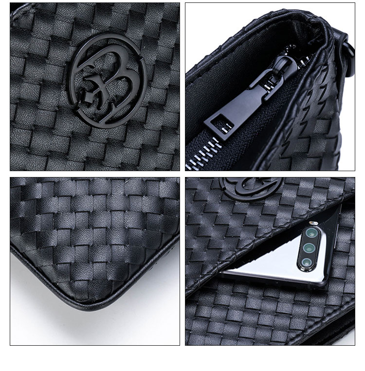 Whatna手作り編み込み 革 ショルダーバッグ メンズ メッセンジャーバッグ 縦 B5 9.7インチipad収納可 本 革 厚手 レザー ビジネスバッグ 小さい 斜めがけ バッグ 男性用 紳士用 黒 (025-1870) 8