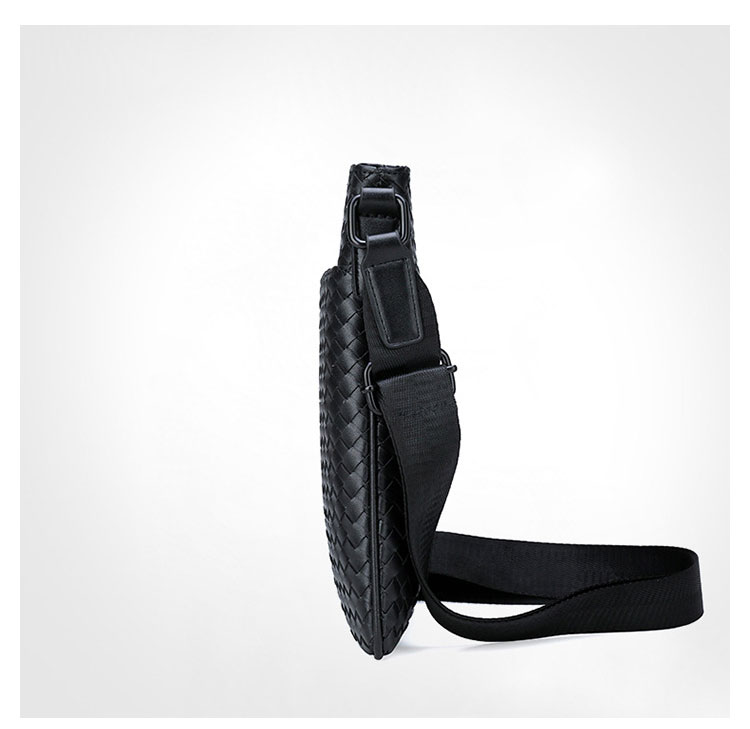 Whatna手作り編み込み 革 ショルダーバッグ メンズ メッセンジャーバッグ 縦 B5 9.7インチipad収納可 本 革 厚手 レザー ビジネスバッグ 小さい 斜めがけ バッグ 男性用 紳士用 黒 (025-1870) 1