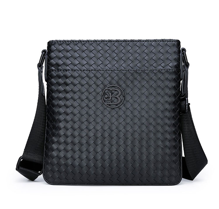 Whatna手作り編み込み 革 ショルダーバッグ メンズ メッセンジャーバッグ 縦 B5 9.7インチipad収納可 本 革 厚手 レザー ビジネスバッグ 小さい 斜めがけ バッグ 男性用 紳士用 黒 (025-1870) 0