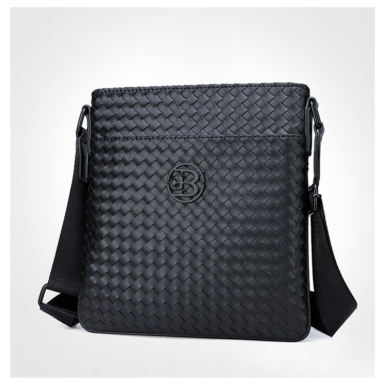 Whatna手作り編み込み 革 ショルダーバッグ メンズ メッセンジャーバッグ 縦 B5 9.7インチipad収納可 本 革 厚手 レザー ビジネスバッグ 小さい 斜めがけ バッグ 男性用 紳士用 黒 (025-1870) 2