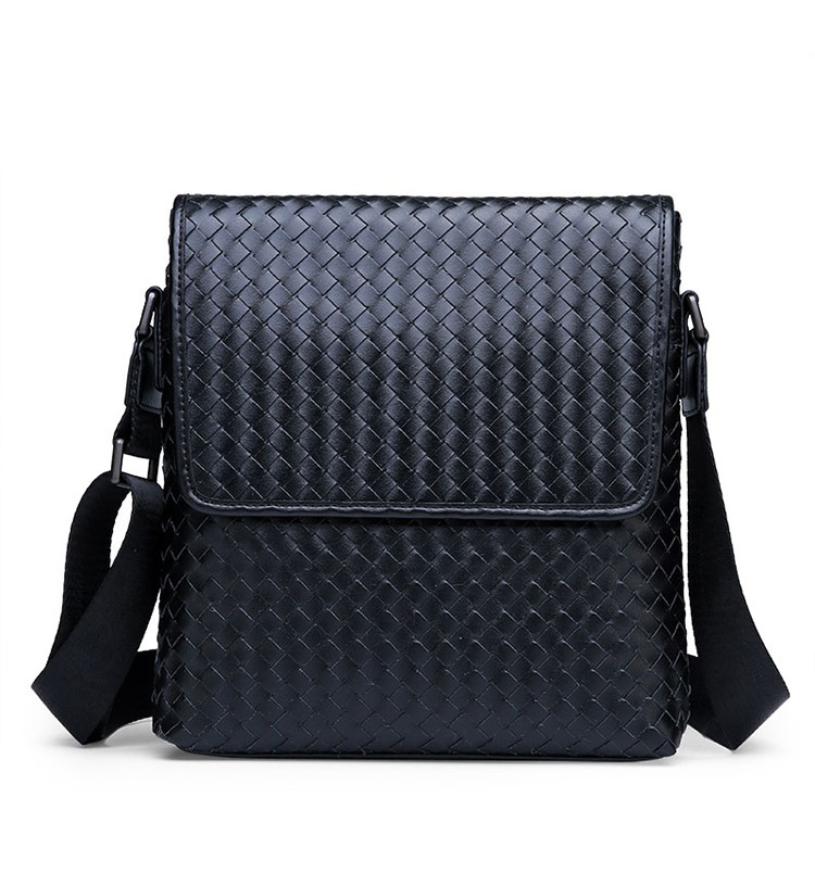 Whatna手作り編み込み 革 ショルダーバッグ メンズ メッセンジャーバッグ 縦型 B5 10.5インチipad収納可 本 革 厚手 レザー ビジネスバッグ 小さい 斜めがけ バッグ 男性用 紳士用 黒 (0086) 0