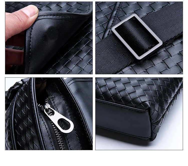 Whatna手作り編み込み 革 ショルダーバッグ メンズ メッセンジャーバッグ 縦型 B5 10.5インチipad収納可 本 革 厚手 レザー ビジネスバッグ 小さい 斜めがけ バッグ 男性用 紳士用 黒 (0086) 8