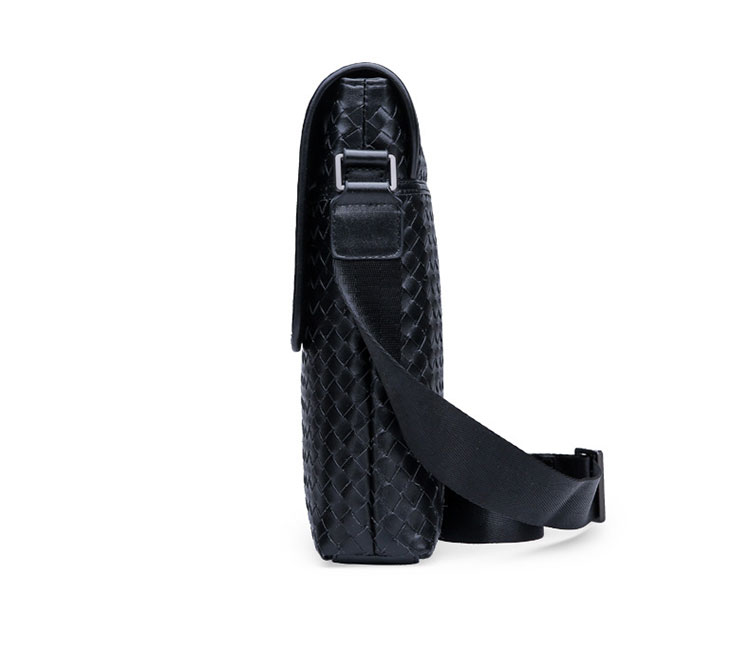 Whatna手作り編み込み 革 ショルダーバッグ メンズ メッセンジャーバッグ 縦型 B5 10.5インチipad収納可 本 革 厚手 レザー ビジネスバッグ 小さい 斜めがけ バッグ 男性用 紳士用 黒 (0086) 2