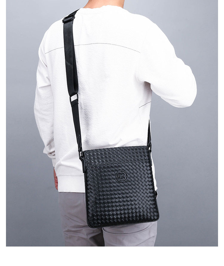 Whatna手作り編み込み 革 ショルダーバッグ メンズ メッセンジャーバッグ 縦 B5 9.7インチipad収納可 本 革 厚手 レザー ビジネスバッグ 小さい 斜めがけ バッグ 男性用 紳士用 黒 (025-1870) 10