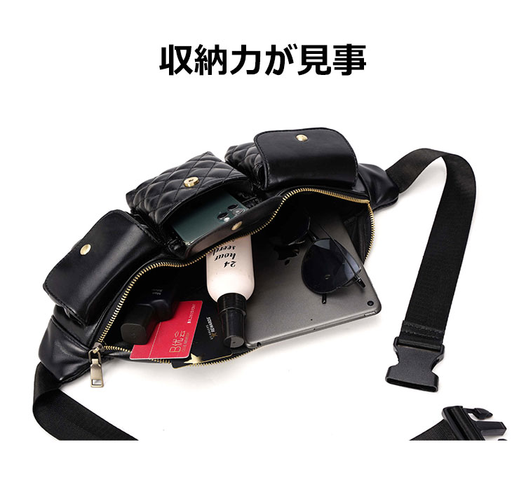 Whatna 3way革ボディバッグ・ワンショルダーバッグ メンズ ウエストポーチ 本 革 厚手 レザー 斜め掛けバッグ スポーツバッグ 撥水 皮 バッグ 自転車 カジュアル 遠足 旅行 通勤 通学 黒(YH3129) 4