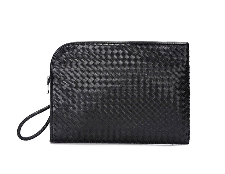 Whatna手作り編み込み 革 セカンドバッグ メンズ クラッチ バッグ大きめ A4 13.3 ipad air収納可 厚手 本 革ファイルバッグ 封筒袋 手持ちバッグ ビジネス カジュアル フォーマル 結婚式バッグ 冠婚葬祭 バッグ 紳士用 男性用 (YH3055) 0