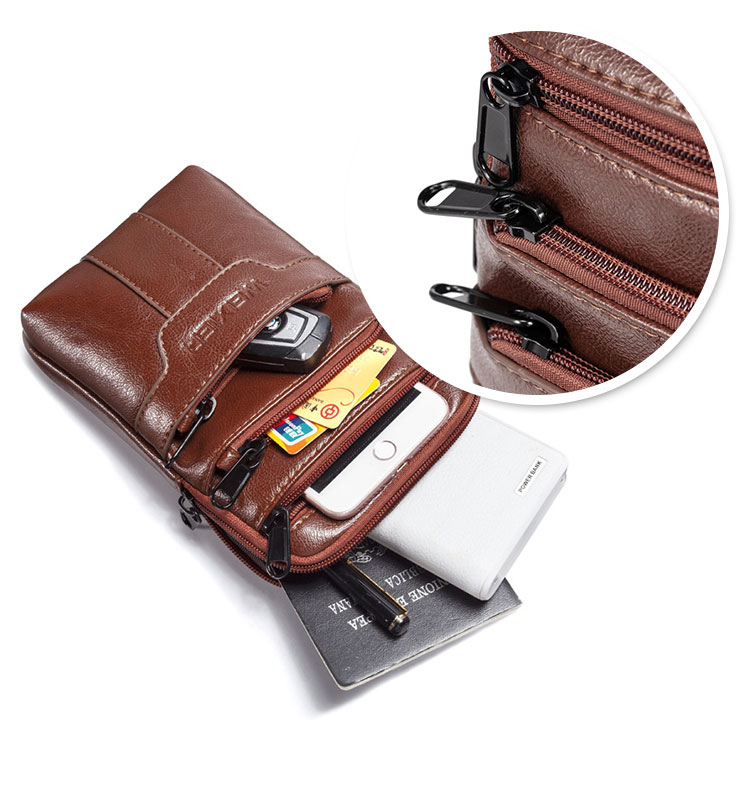 Whatna 2way革 ミニショルダーバッグ メンズ  ウエストバッグ ポーチ 厚手本 革 縦型 小さめ メッセンジャーバッグ 通学 通勤バッグ ショルダーミニポーチ 軽量 実用 自転車かばん プレゼント男性（8612） 5