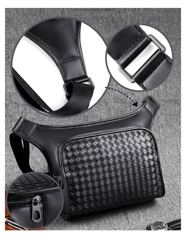 Whatna手作り編み込み 革 ショルダーバッグ メンズ メッセンジャーバッグ ipadmini収納可 本 革 厚手 レザー ビジネスバッグ 小さい 斜めがけ バッグ 男性用 紳士用 黒 (8800-2) 6