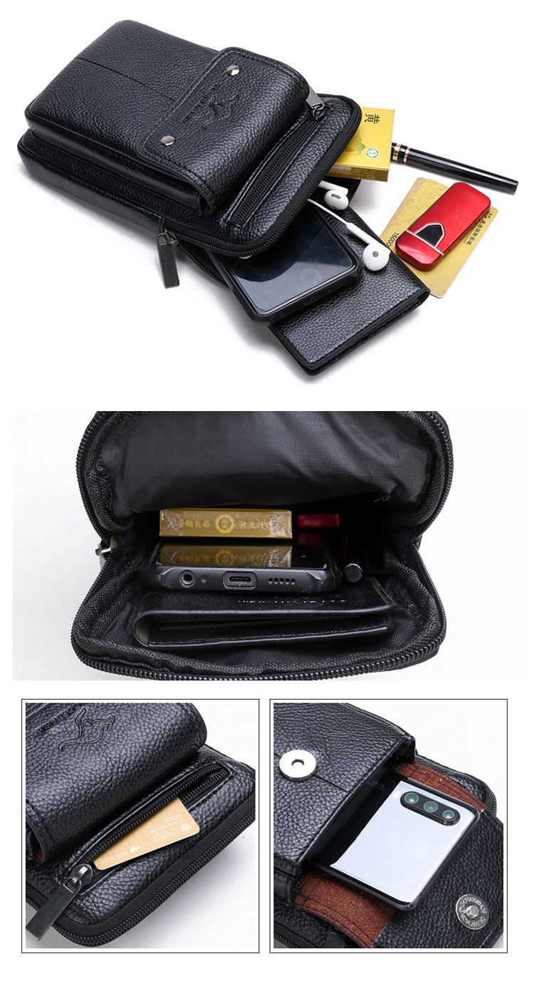 Whatna 2way革 ミニショルダーバッグ メンズ ウエストバッグ ポーチ 厚手本 革 縦型 小さめ メッセンジャーバッグ 通学 通勤バッグ ショルダーミニポーチ 軽量 実用 自転車かばん プレゼント男性(CL-0810) 6