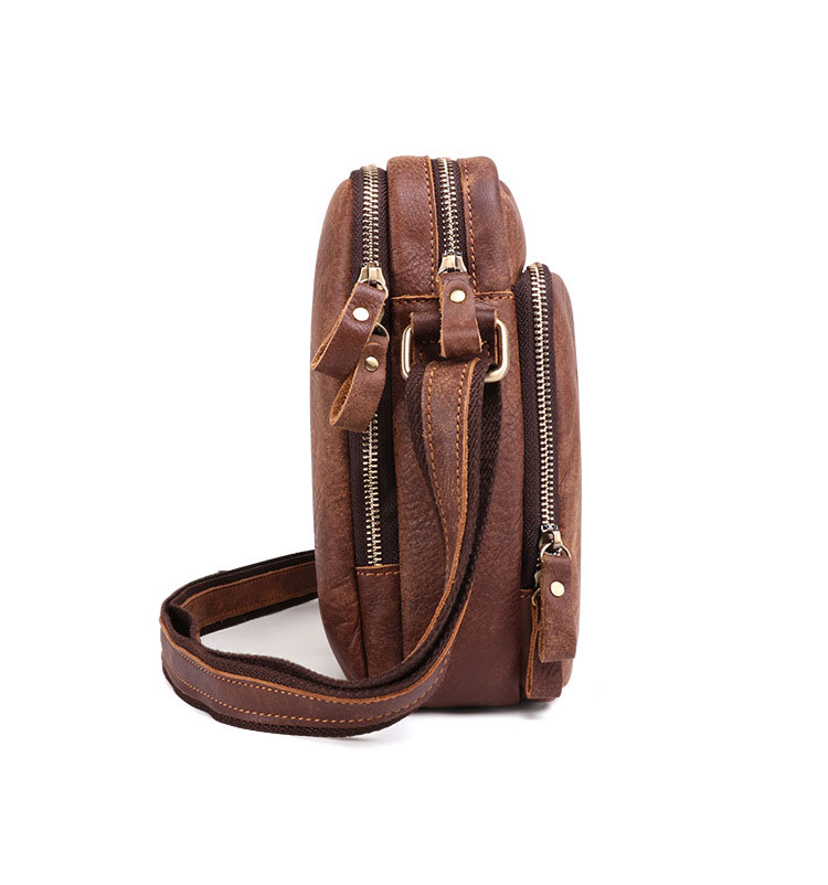 Whatna牛革ショルダーバッグ メンズ カード5枚収納可 厚手 本 革 レザー 縦型 小さめビジネスバッグ ipad 9.7収納可 革 通勤 通学 斜めがけバッグ オシャレ な シンプル な 軽量 実用 自転車 かばん男性用（6423） 2