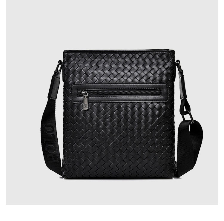 Whatna手作り編み込み 革 ショルダーバッグ メンズ メッセンジャーバッグ 縦型 B5 10.5インチipad収納可 本 革 厚手 レザー ビジネスバッグ 小さい 斜めがけ バッグ 男性用 紳士用 黒 (6707) 3