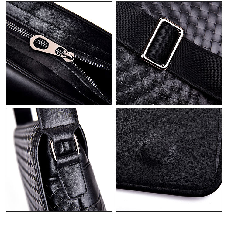 Whatna手作り編み込み 革 ショルダーバッグ メンズ メッセンジャーバッグ 横型 縦型 A4 10.5インチipad収納可 本 革 厚手 レザー ビジネスバッグ 小さい 斜めがけ バッグ 男性用 紳士用 黒 (6709) 7