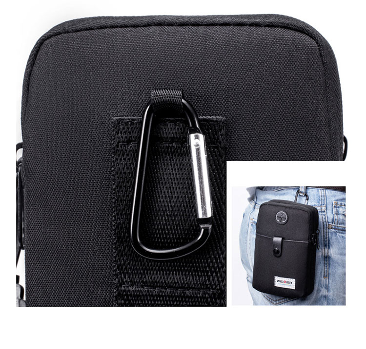 Whatna 2way ミニショルダーバッグ メンズ  ウエストバッグ ベルトポーチ スマホポーチ イヤホン穴付 防水 オックスフォード 縦型 ショルダーミニポーチ 軽量 実用 自転車かばん プレゼント男性1384 7