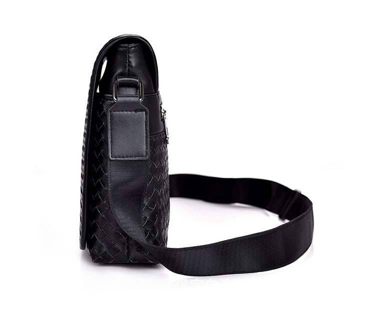 Whatna手作り編み込み 革 ショルダーバッグ メンズ メッセンジャーバッグ 横型 縦型 A4 10.5インチipad収納可 本 革 厚手 レザー ビジネスバッグ 小さい 斜めがけ バッグ 男性用 紳士用 黒 (6709) 2