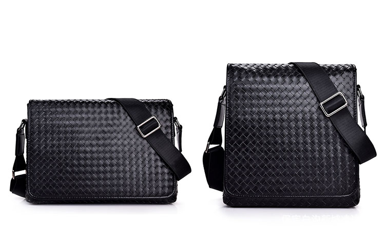 Whatna手作り編み込み 革 ショルダーバッグ メンズ メッセンジャーバッグ 横型 縦型 A4 10.5インチipad収納可 本 革 厚手 レザー ビジネスバッグ 小さい 斜めがけ バッグ 男性用 紳士用 黒 (6709) 0