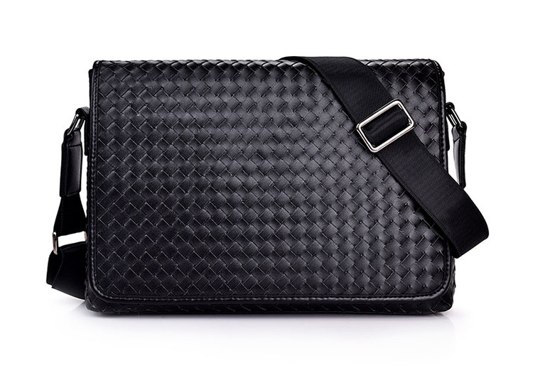 Whatna手作り編み込み 革 ショルダーバッグ メンズ メッセンジャーバッグ 横型 縦型 A4 10.5インチipad収納可 本 革 厚手 レザー ビジネスバッグ 小さい 斜めがけ バッグ 男性用 紳士用 黒 (6709) 1