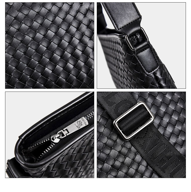 Whatna手作り編み込み 革 ショルダーバッグ メンズ メッセンジャーバッグ 縦型 B5 10.5インチipad収納可 本 革 厚手 レザー ビジネスバッグ 小さい 斜めがけ バッグ 男性用 紳士用 黒 (6707) 7