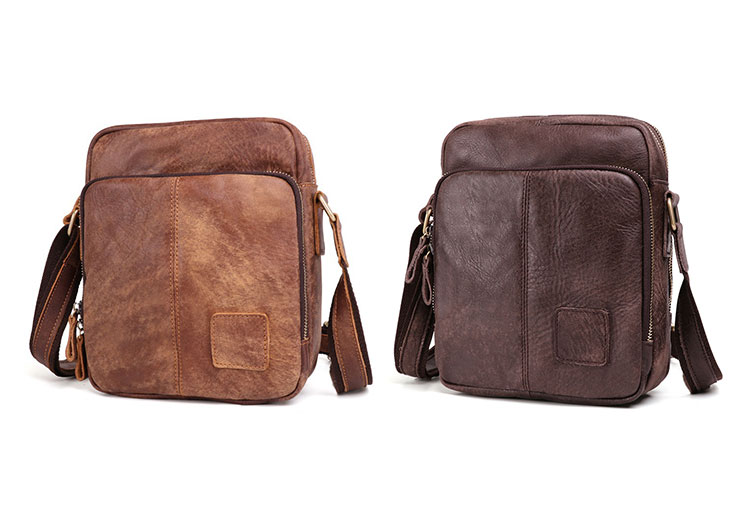 Whatna牛革ショルダーバッグ メンズ カード5枚収納可 厚手 本 革 レザー 縦型 小さめビジネスバッグ ipad 9.7収納可 革 通勤 通学 斜めがけバッグ オシャレ な シンプル な 軽量 実用 自転車 かばん男性用（6423） 0