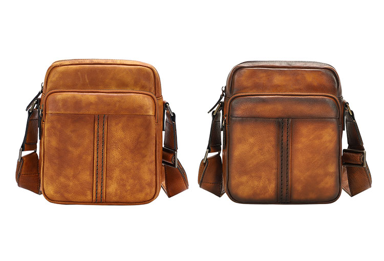 Whatna 天然牛革 ショルダーバッグ メンズ メッセンジャーバッグ 縦型 小さめ ビジネスバッグ 革通勤 通学 斜めがけバッグ オシャレ な シンプル な 軽量 実用 自転車 かばん男性用 ブラウン 黒(Z10) 0