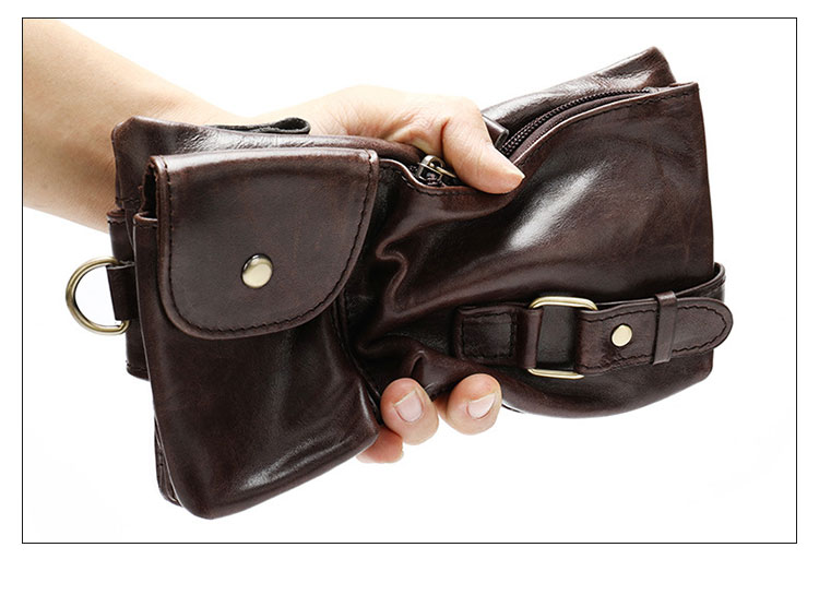 Whatna 3way牛革 ボディバッグ・ワンショルダーバッグ メンズ ウエストポーチ 本 革 厚手レザー 斜め掛けバッグ スポーツバッグ 自転車 カジュアル 遠足 旅行 通勤 通学 黒（9080） 6