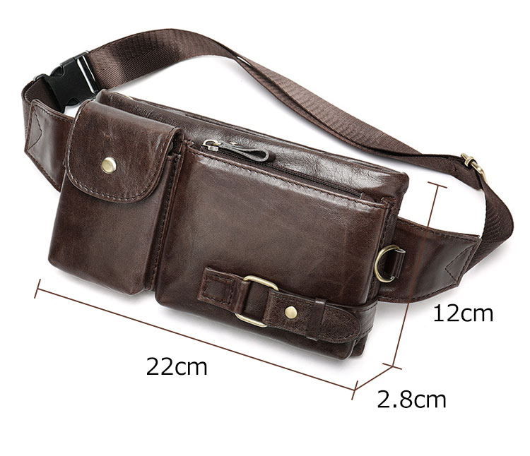 Whatna 3way牛革 ボディバッグ・ワンショルダーバッグ メンズ ウエストポーチ 本 革 厚手レザー 斜め掛けバッグ スポーツバッグ 自転車 カジュアル 遠足 旅行 通勤 通学 黒（9080） 3